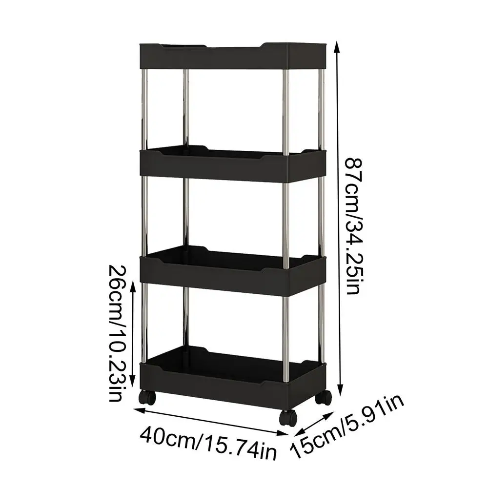 Organisateur de rangement avec roulettes chariot utilitaire 4 niveaux