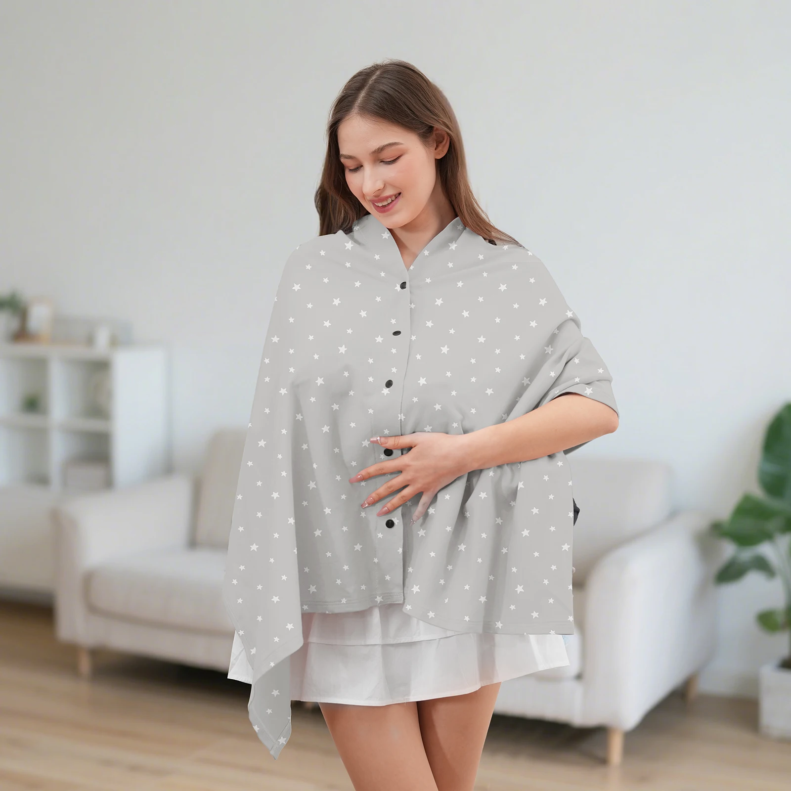 Couverture d'allaitement respirante poncho maman bébé extérieur confidentialité confort khaki étoiles