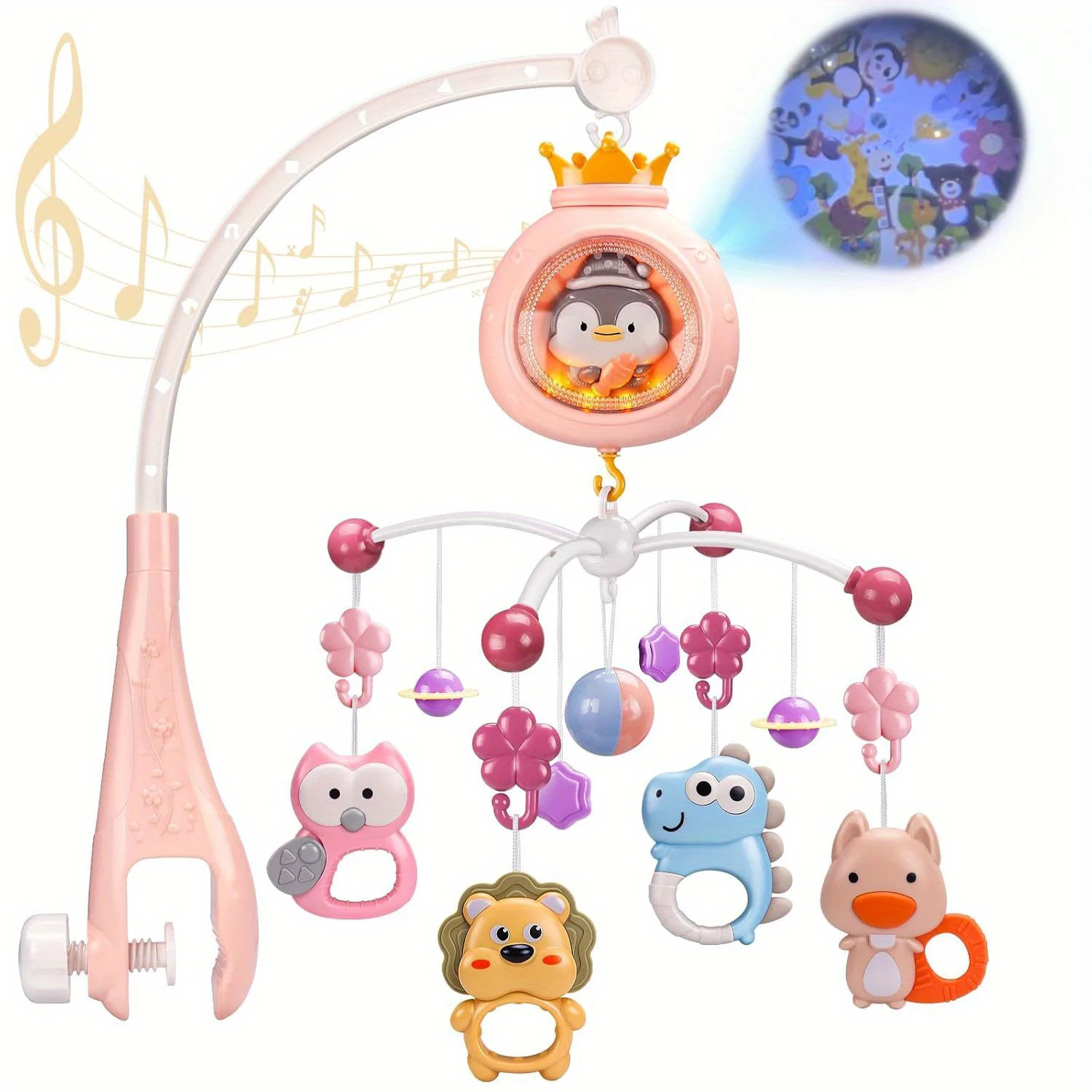 Mobile musical bébé projection lumière jouets suspendus animaux berceau éveil 012 mois cadeau nouveauné design