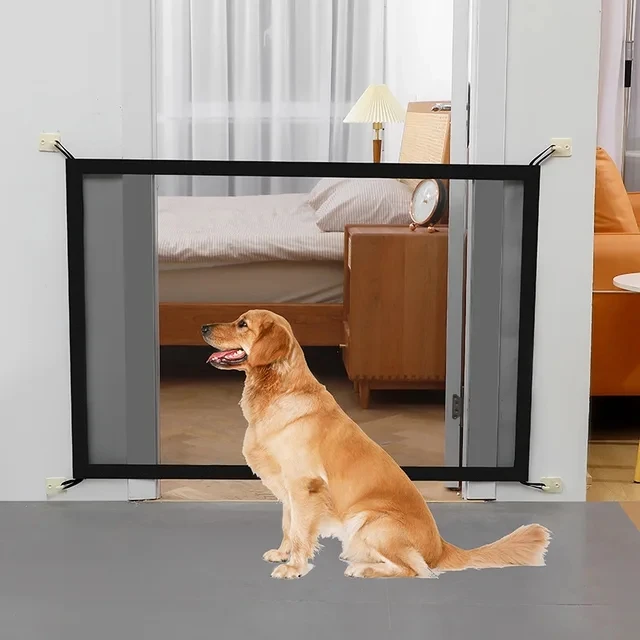 Barrière de sécurité intérieure et extérieure pour bébé et animaux maille durable fixation facile couleur noir