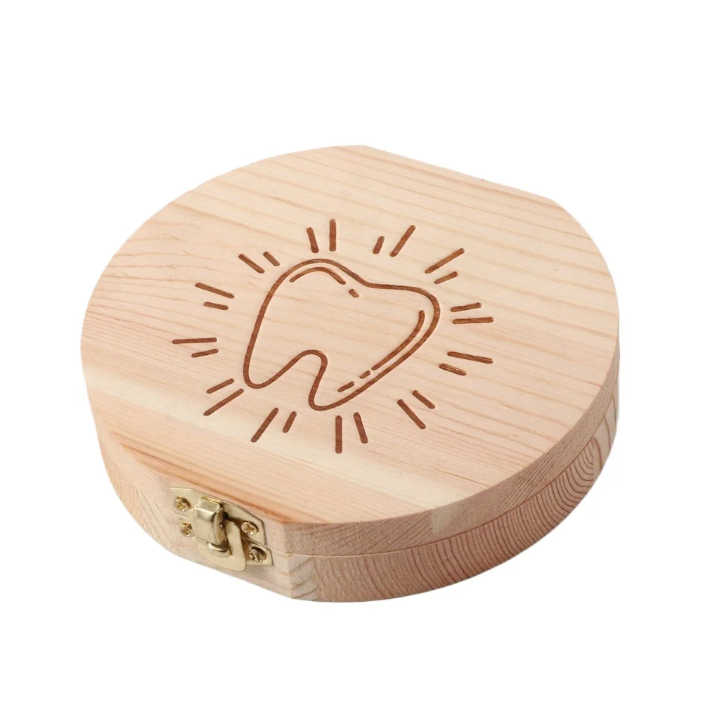 Boîte à dents de bébé en bois boîte de dentition en pin naturel rangement souvenir dent lait bébé fille garçon