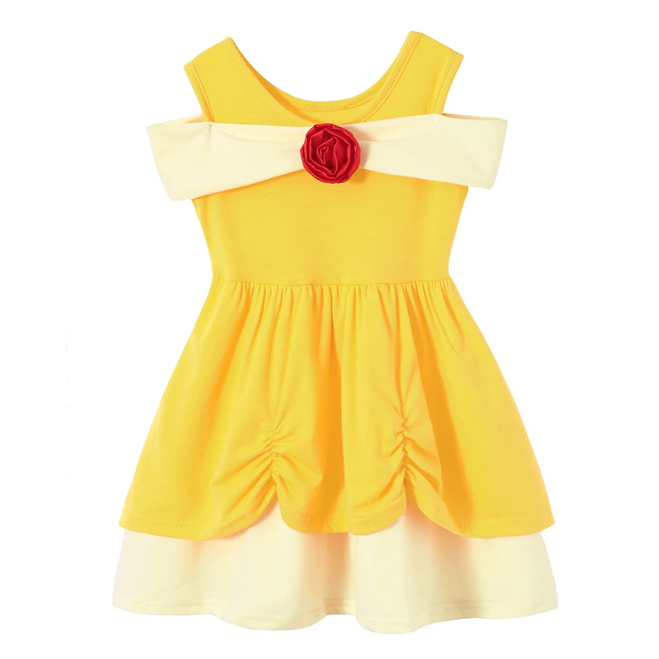 Robe sirène raiponce pour filles, tenue décontractée, asymétrique épaule dénudée, manches courtes, Costume de 