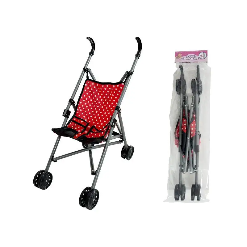 Poussette pour poupée interactive durable landau bébé avec housse en tissu polka dot design classique pour enf