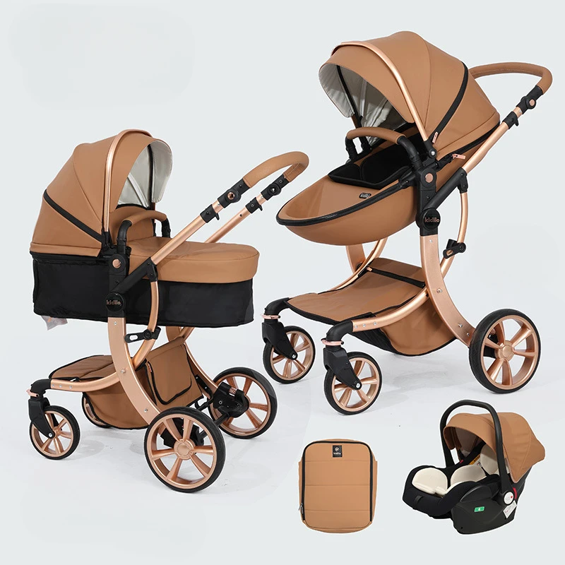 Poussette bébé 3 en 1 fonctionnalités multiples haute sécurité confortable allongeable polyvalente pour enfant