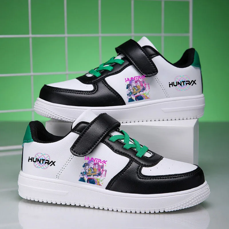 HUNTRX baskets enfants filles garçons sneakers sportswear KPop imprimées antidérapantes confortables blanc ver