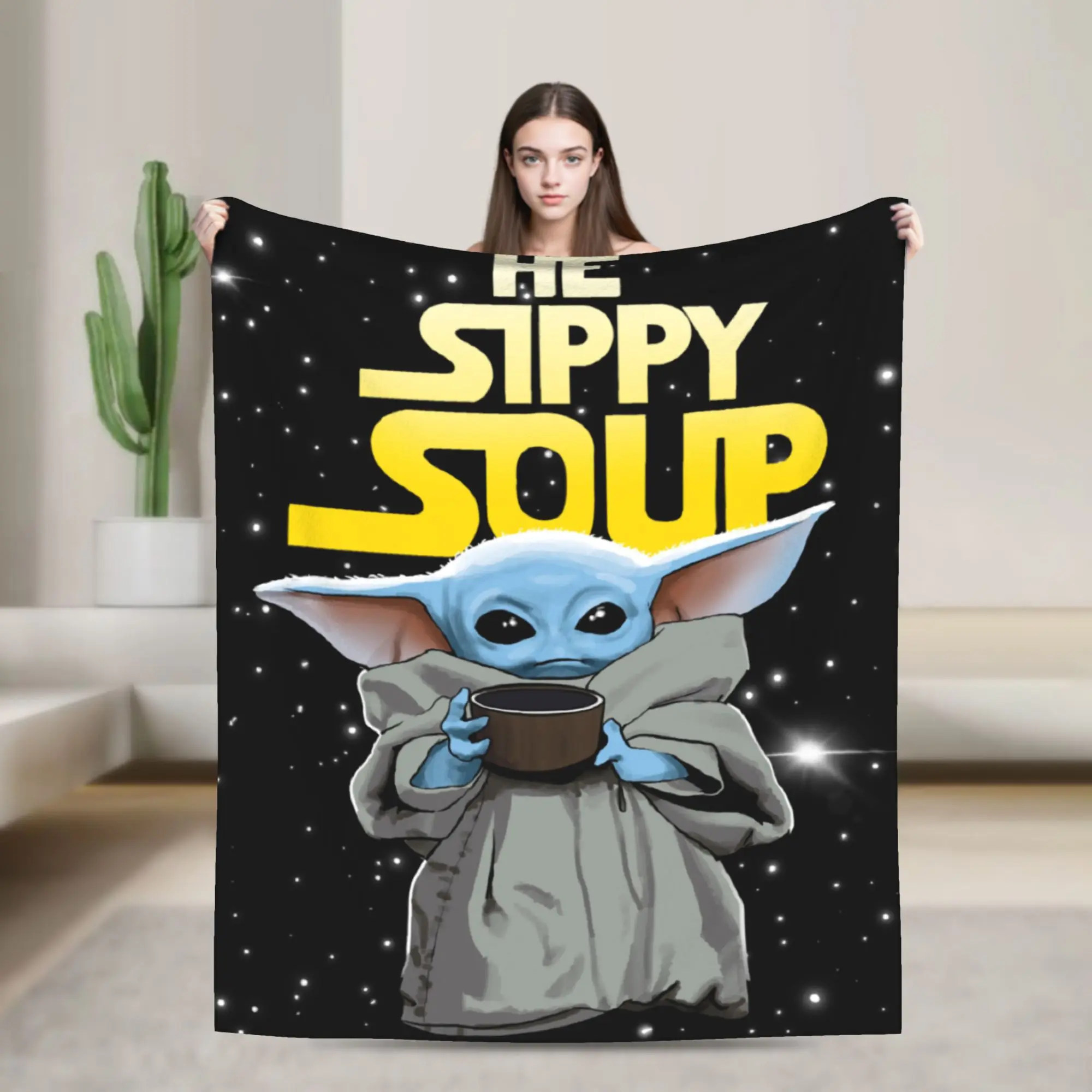 Couverture bébé Yoda Star Wars flanelle étoilée rectangulaire portable antiboulochage 100% polyester usage mai