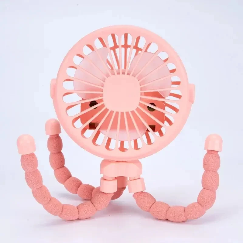 Mini ventilateur portable design poulpe USB chargeur Summer accessory sans lame rose pastel flexible legs comp