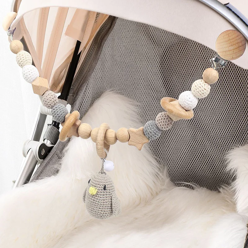Guirlande jouets pendentif landau jouets suspendus poussette stimulation SENSORIELLE bébé hochets bois et tric