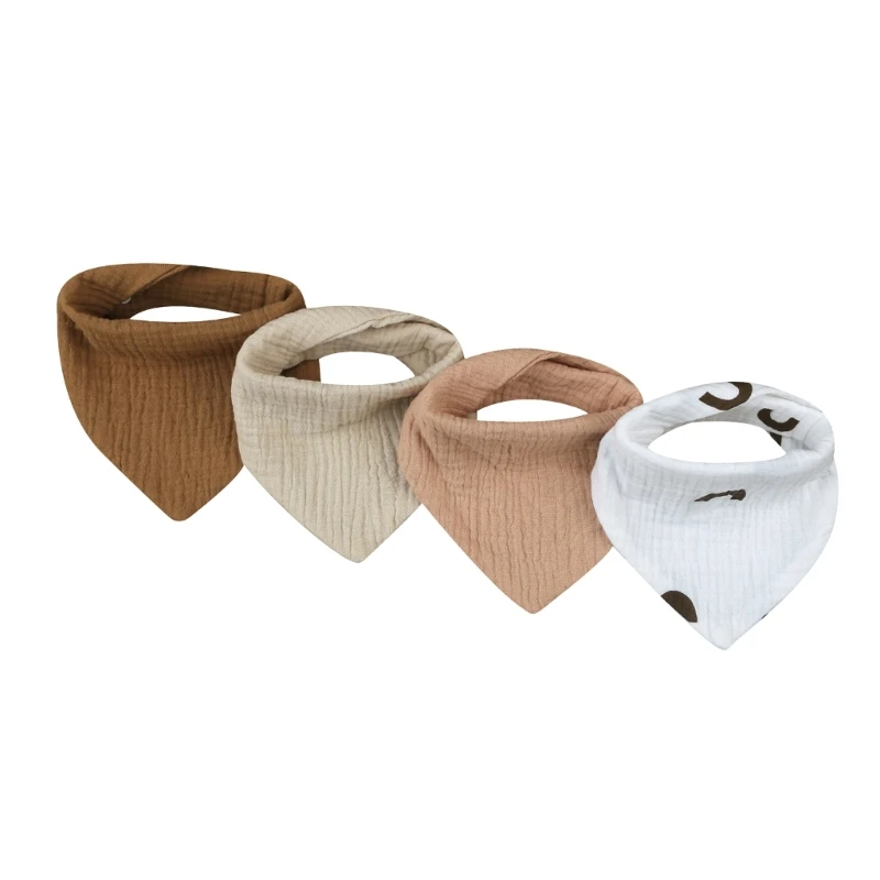 Ensemble de 4 bavoirs en coton imprimés pour bébé texture plissée couleurs variées doux et confortable idéal p