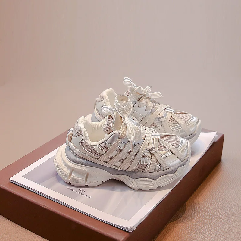 Chaussures de basket pour enfants design moderne style casual confort respirant beige blanc enfants 46 ans