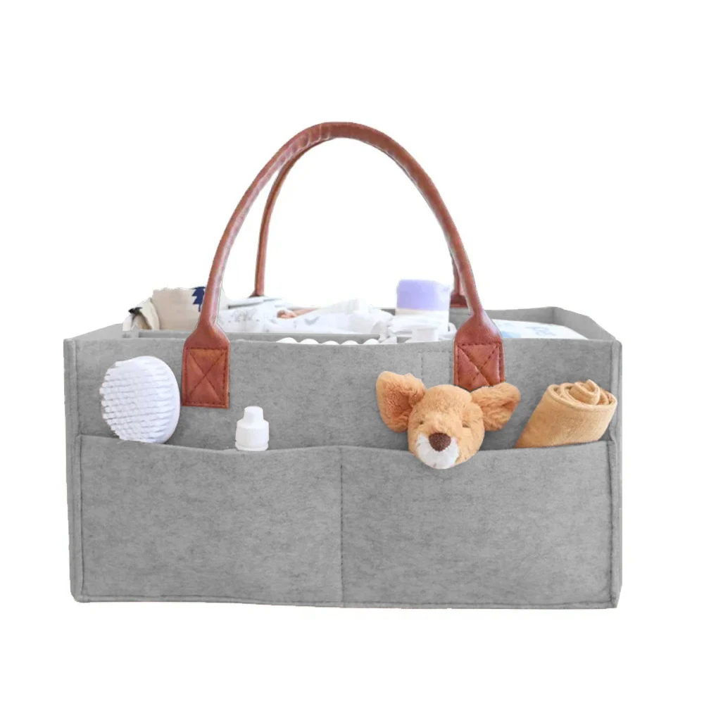 Panier de rangement en feutre pour bébé panier de rangement pour pépinière sac à couches pour nourrissons avec