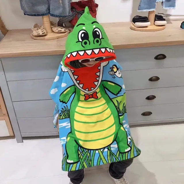Serviette de bain à capuche pour bébé design crocodile tissu doux absorbant plage piscine coton microfibre Eve