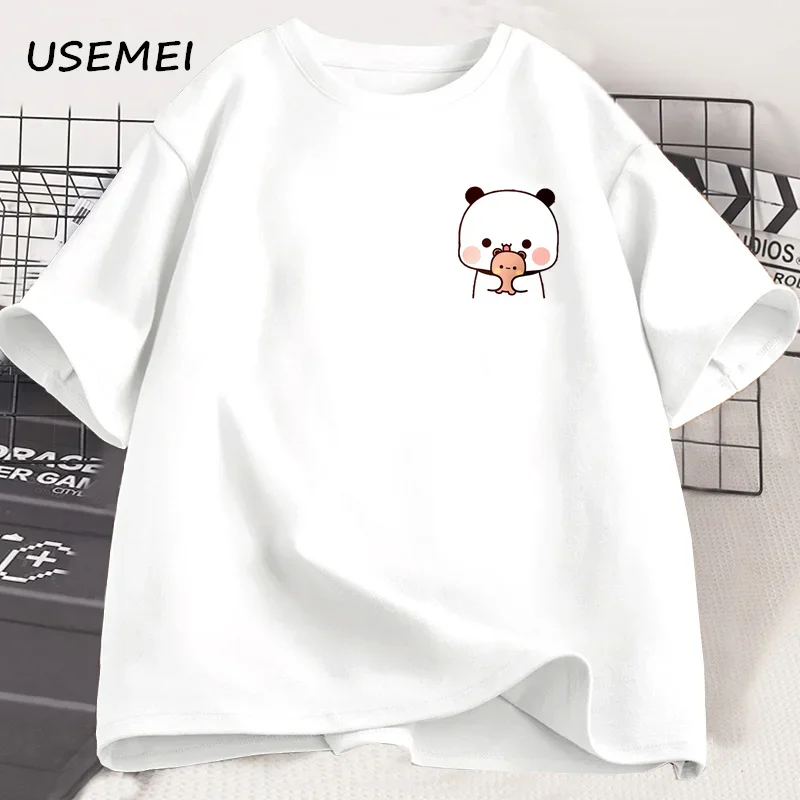 Tshirt panda Bubu Dudu design mignon pour maman papa porté quotidien coton respirant manches courtes style déc