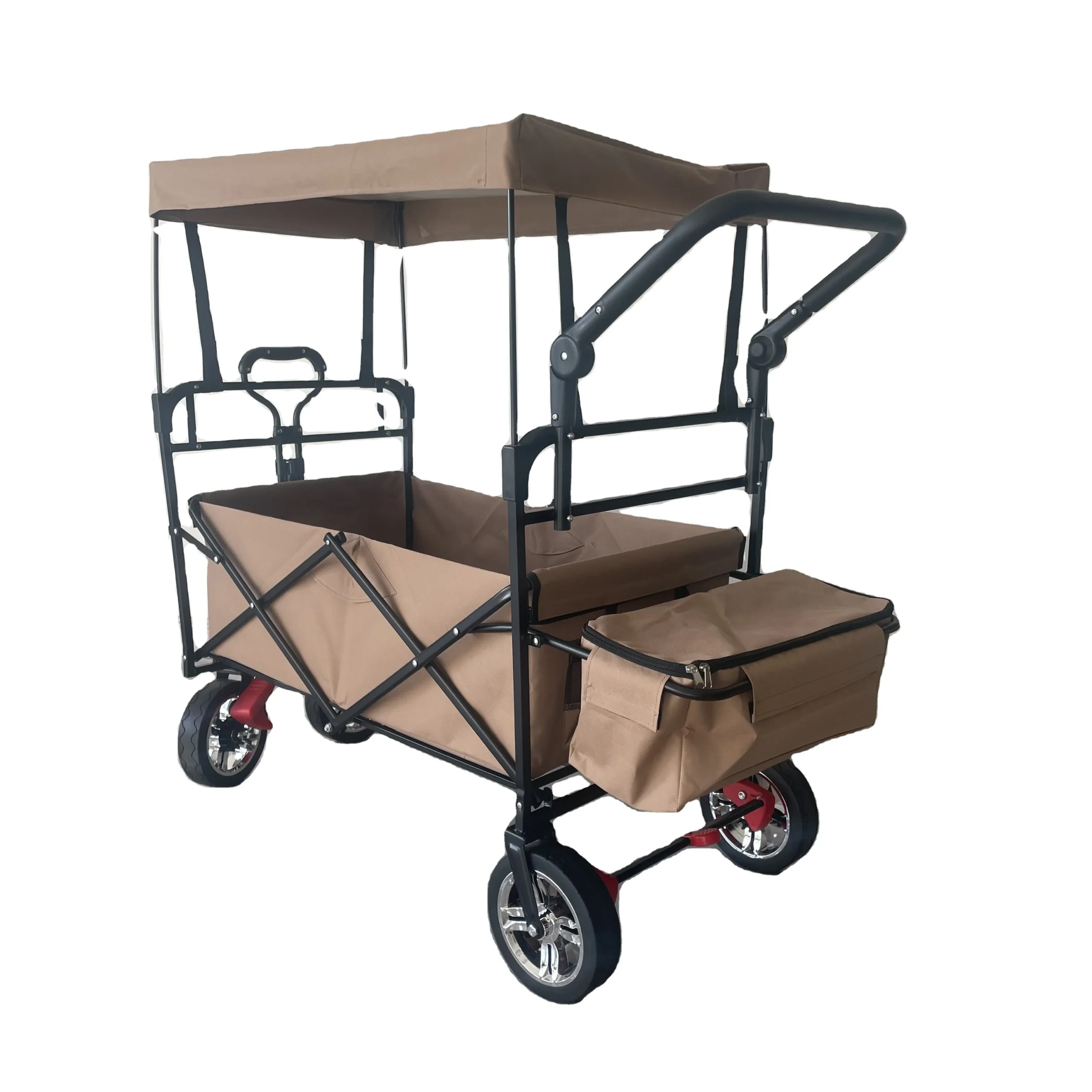Poussette pliable utilitaire 2025 avec auvent plateau métal roues larges rangement détachable design moderne t
