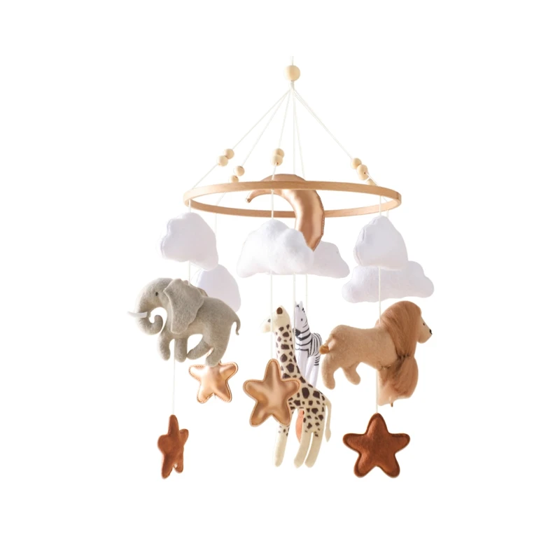 Mobile bébé berceau accessoire décoration animaux feutre bois calme