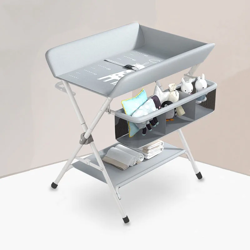 Table à langer portable bébé rangement sécurité design moderne plateau en tissu pieds antidérapants support de