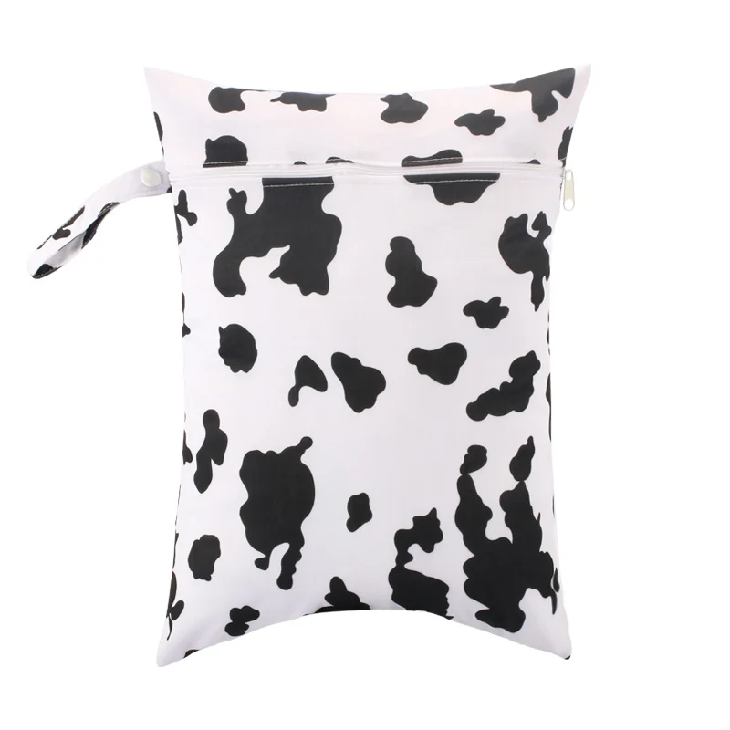Sacs à langer réutilisables étanches design vache natation sport double poches lavable 30x40cm Style C