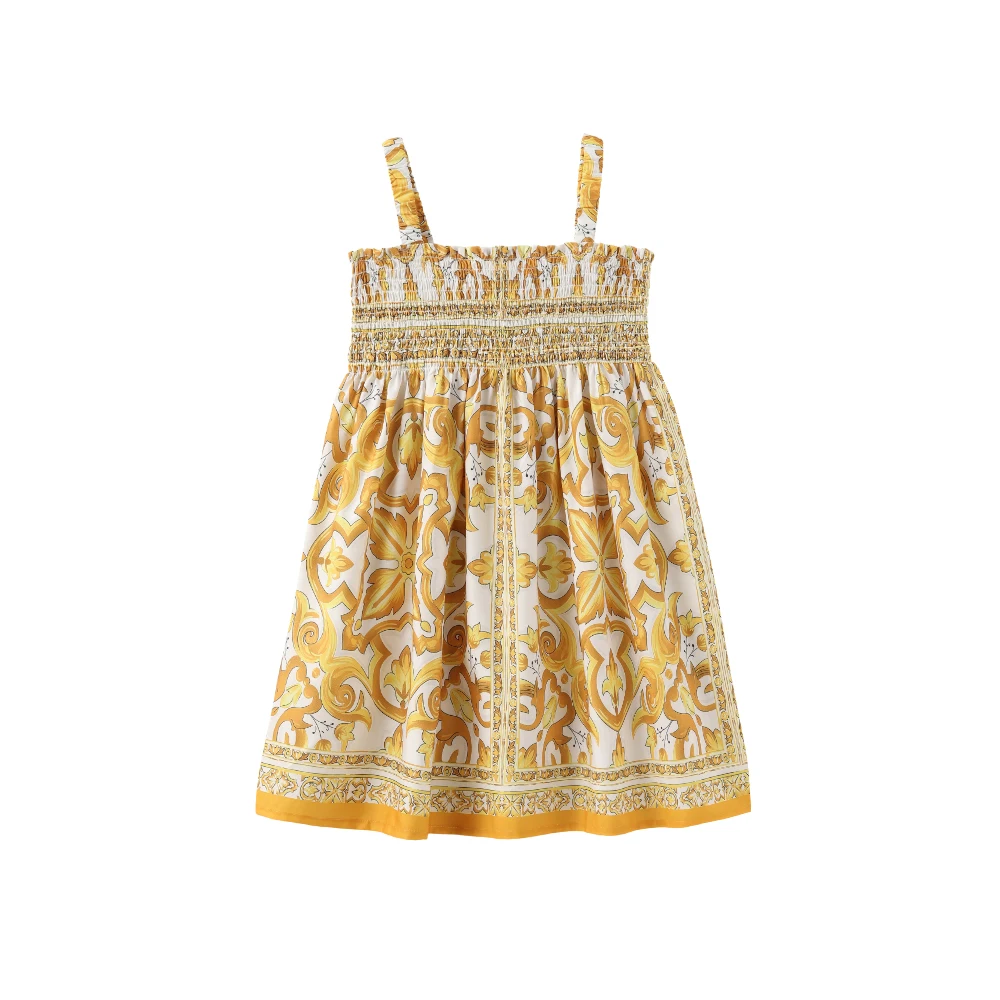 Robe d'été pour fille imprimée fleurie style princesse coton confortable