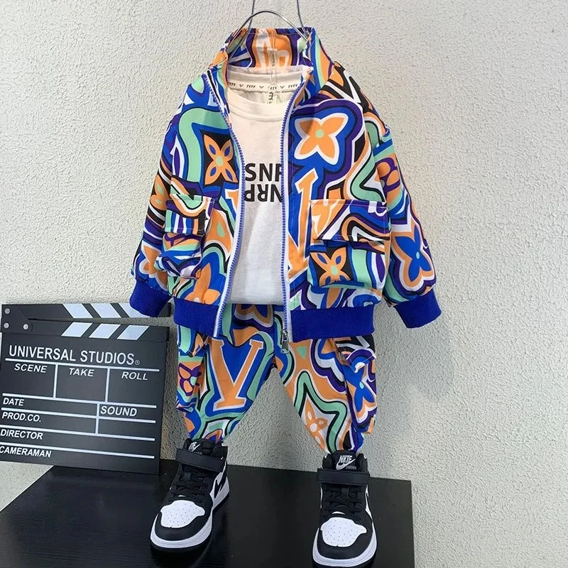 Ensemble vêtements décontractés bébé garçon 46 ans mode printempsautomne 2024 veste pantalon 2 pièces conforta