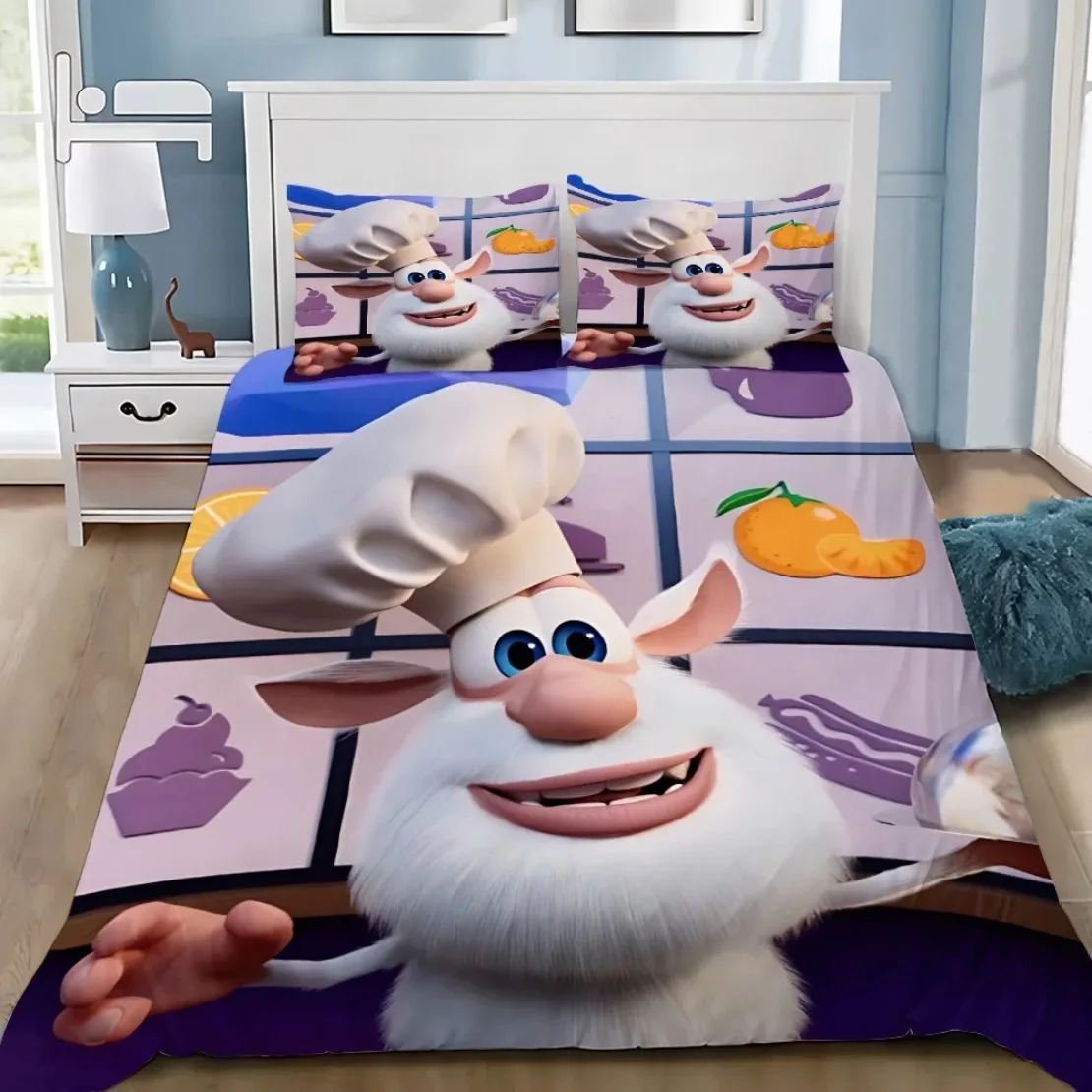 Ensemble literie enfant housse de couette taie d'oreiller cartoon chef cuisinier fruits glaces lit chambre déc