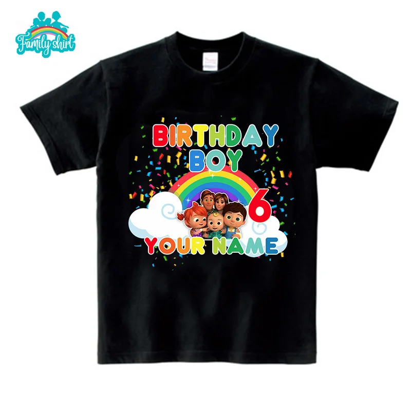 Tshirt enfant coton imprimé arcenciel design coloré fête anniversaire casual tenue look familial qualité supér