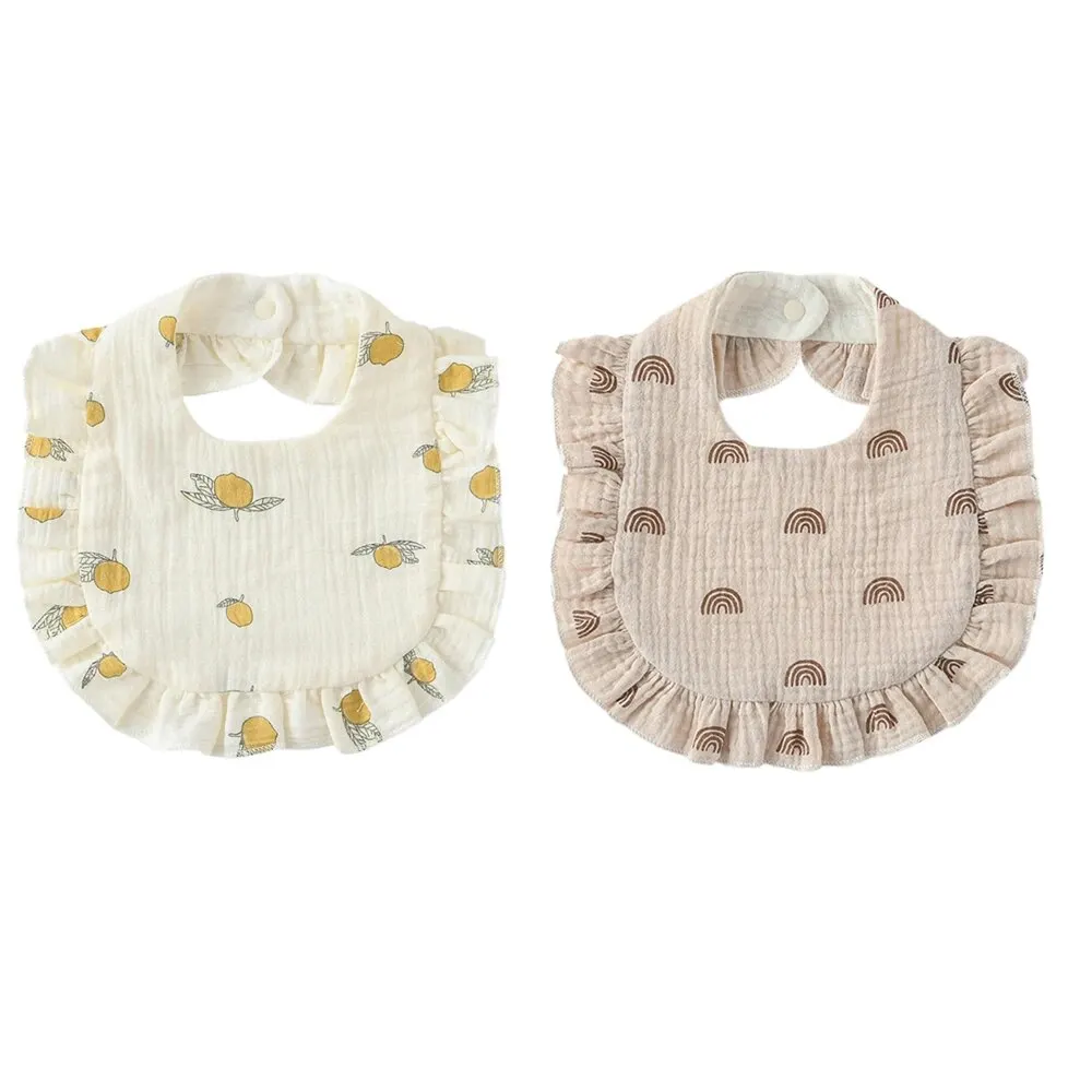 Bavoirs bébé 2 pièces motifs fleurs et citrons tissu coton doux fermeture boutons pression nourrisson 036 mois