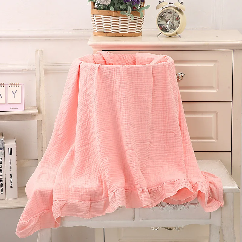 Couverture en mousseline de coton pour bébé couleur unie literie accessoires pour nouveauné 5 unités