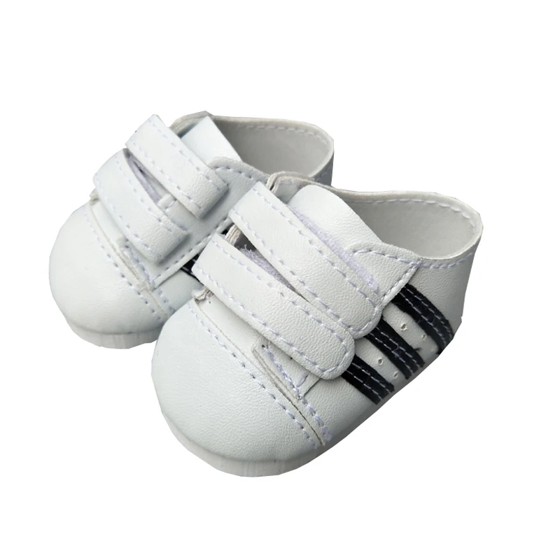 Chaussures bébé 43cm Velcro blanc/noir confortable sécuritaire style sport accessoires poupée fille cadeau nai