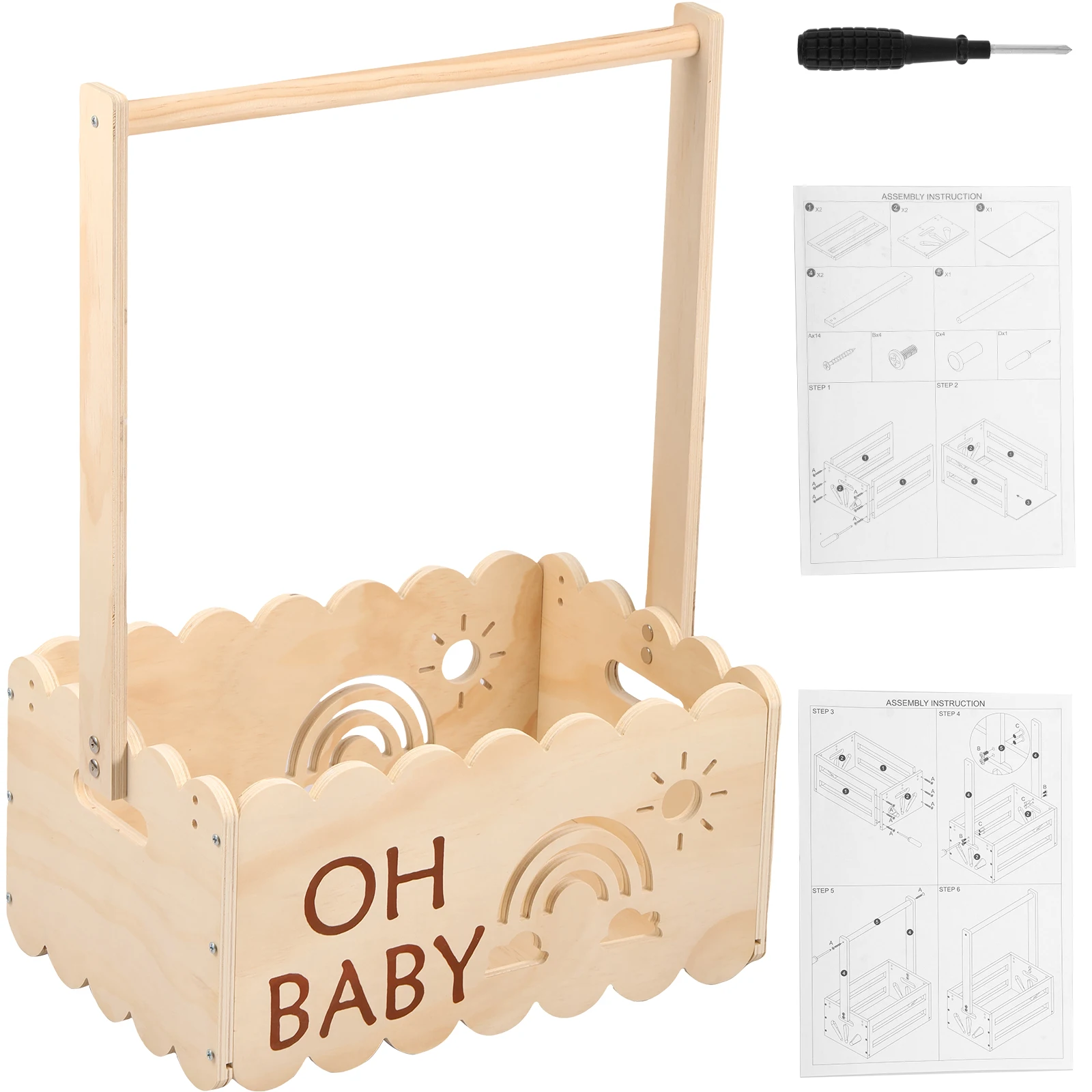 Mir de rangement en bois pour bébé panier de jouets avec poignée caisse de douche cadeau polyvalent garçons fi