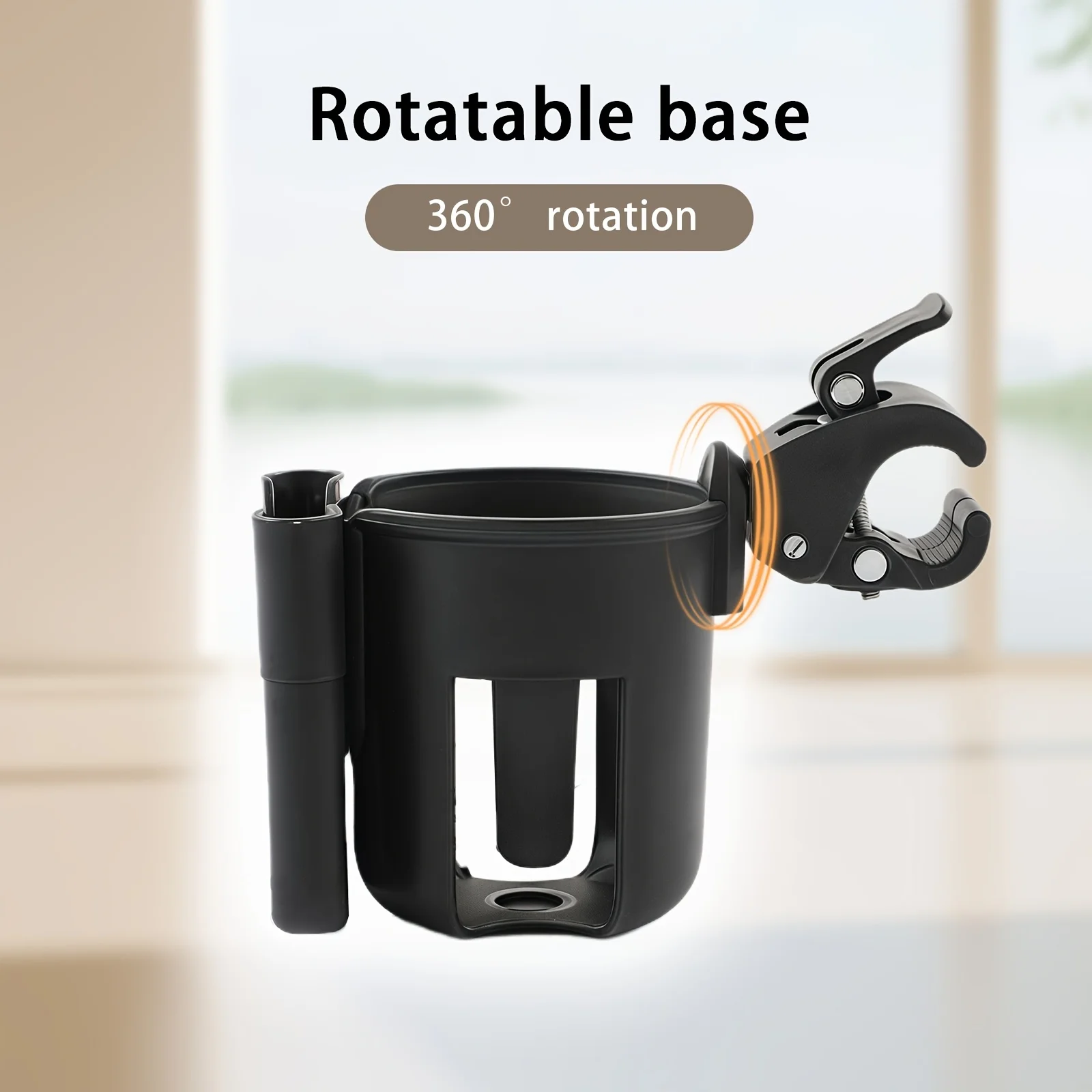 Portegobelet universel pour poussette et support téléphone ABS antidérapant rotatif 360° compact et portable d