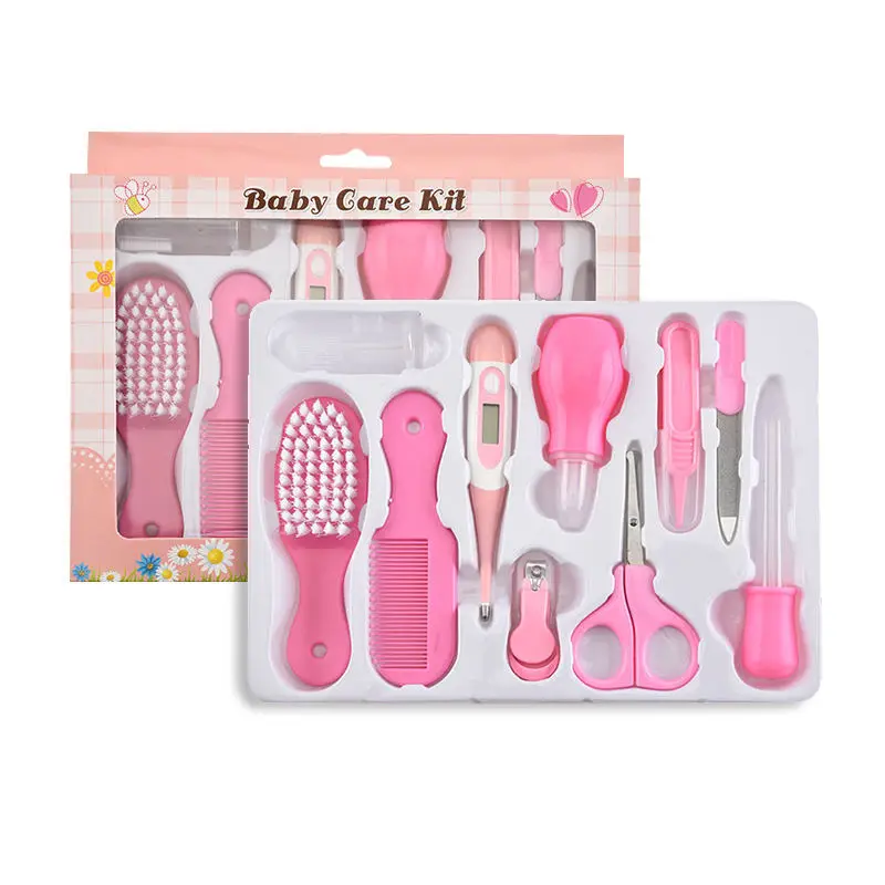 Kit soins bébé 10 pièces hygiène bienêtre thermometer ongles cheveux thermomètre brosse toilettage tondeuse de