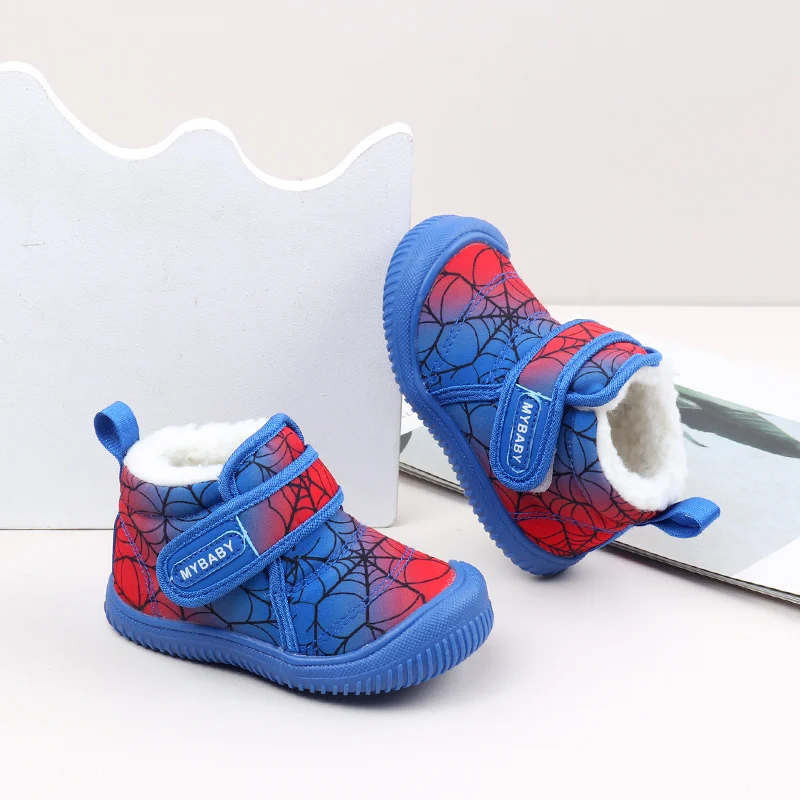 Bottines hautes pour bébés filles et garçons design spiderman doublure chaude semelle antiglissante hiver 13 a