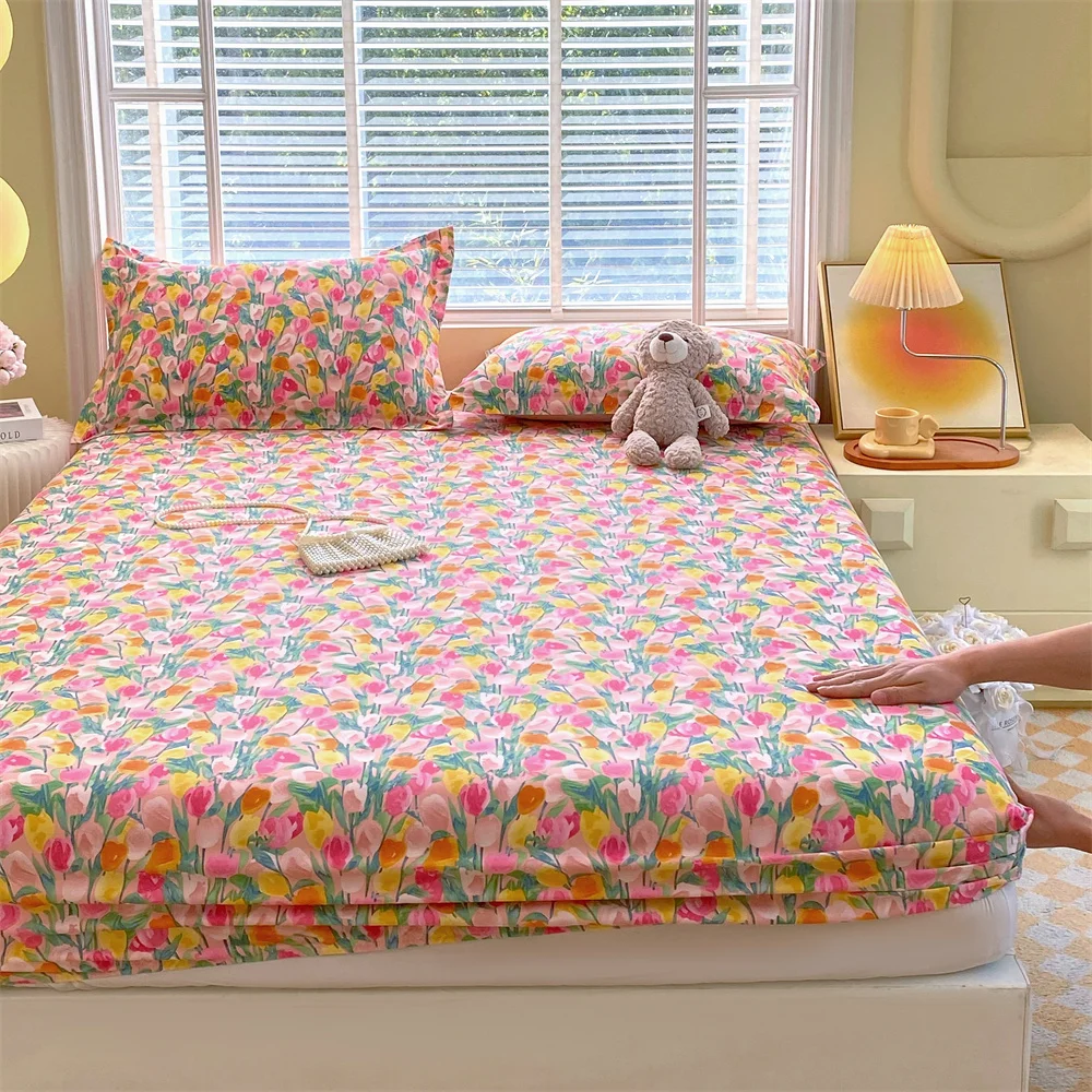 Draphousse floral 100% coton literie bébé enfant adulte chambre moderne doux hypoallergénique design coloré id