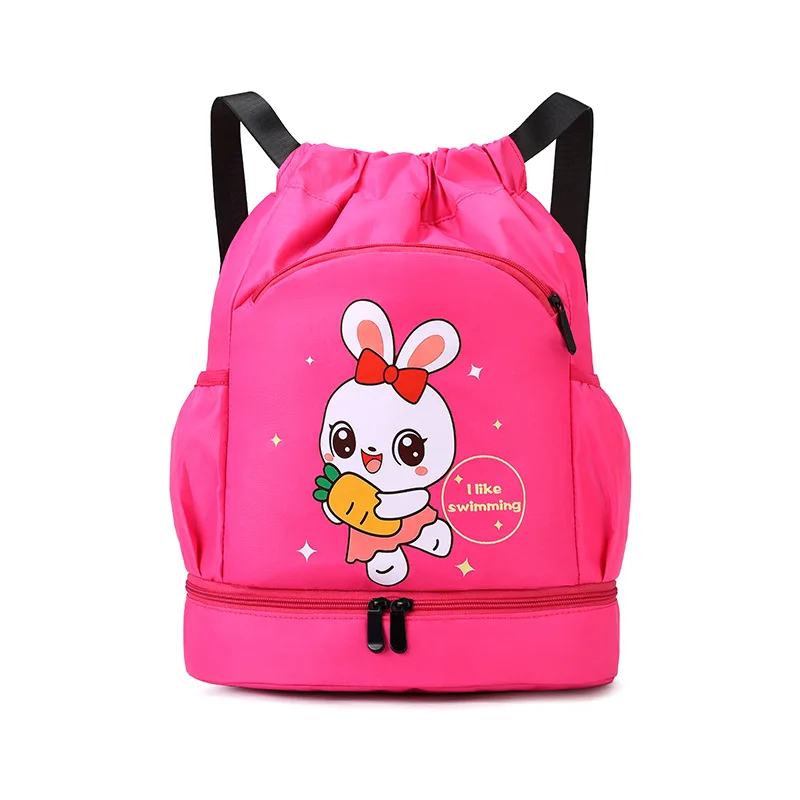 Sac à dos de natation étanche pour enfants sac de sport à dos sec design cartoon rose nylon 16x30x42 cm