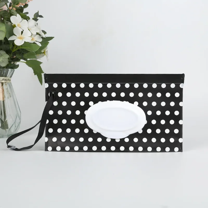 Conteneur de lingettes pour bébé sac de transport portable design moderne noir et blanc distributeur de linget