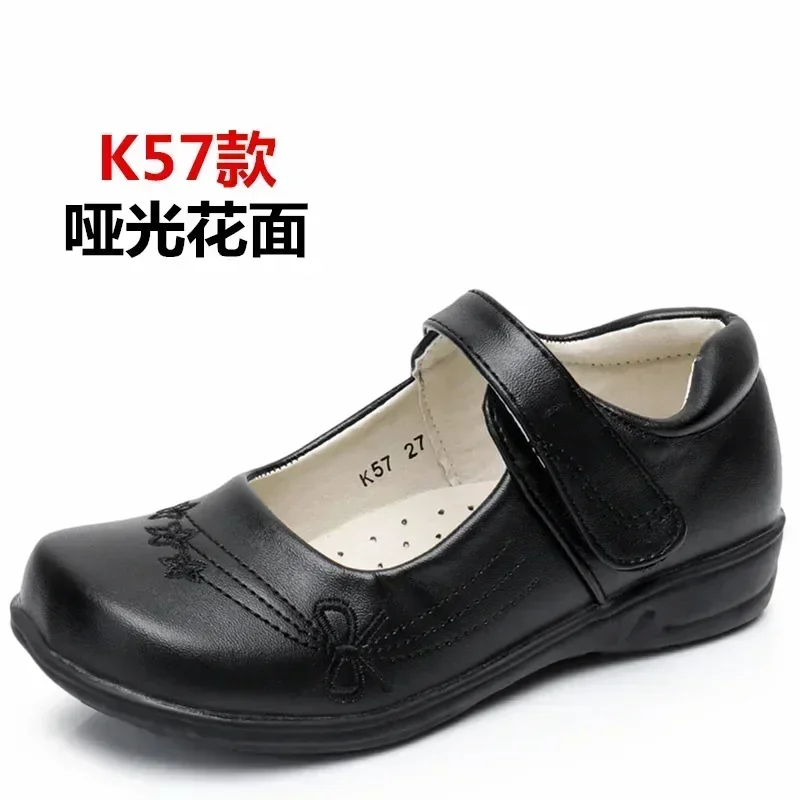 Chaussures de fête en cuir synthétique pour enfants ballerines princesse noires antiglissante ajustables 46 an