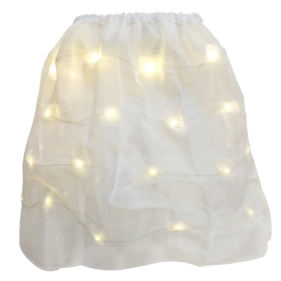 Jupe lumineuse LED pour enfants fêtes Halloween effets visuels lumière dorée tissu doux taille élastique occas