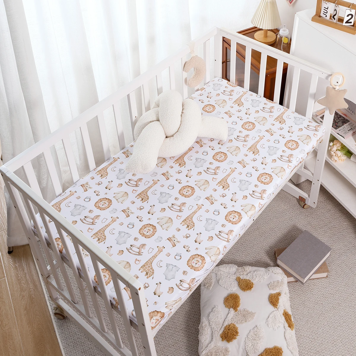Elinfant Draphousse berceau 100% polyester housse matelas bébé design moderne motifs colorés confortable doux 
