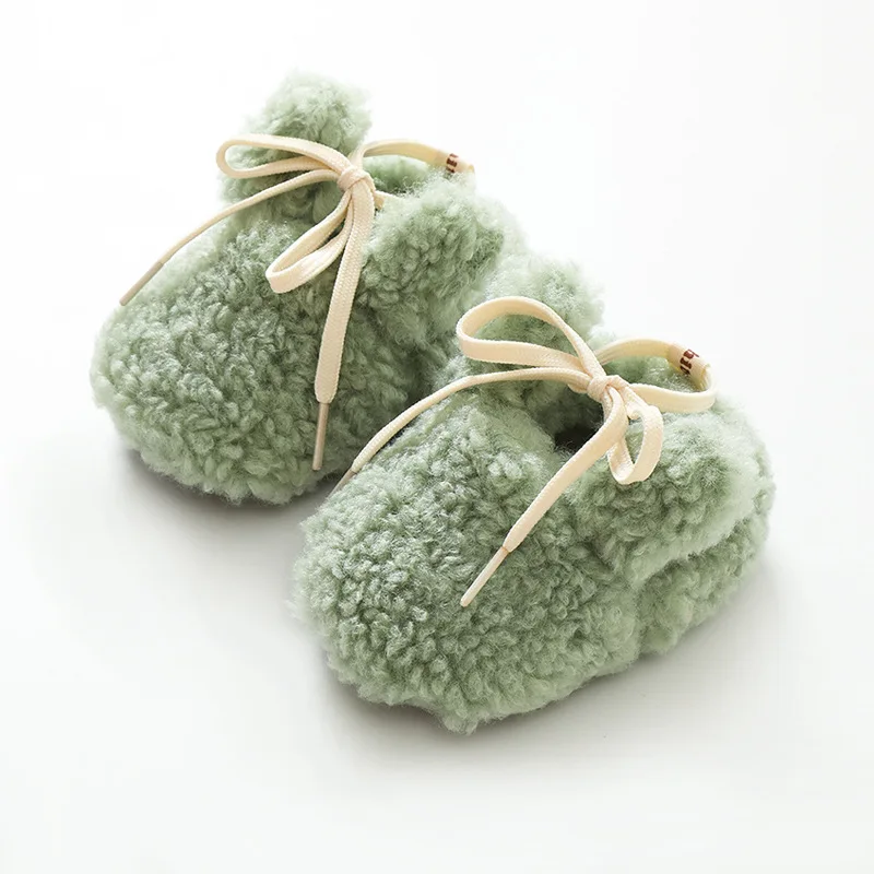 Chaussures d'hiver bébé fille et garçon en cachemire d'agneau premiers pas antiglisse chauds nouveauné 01 ans 