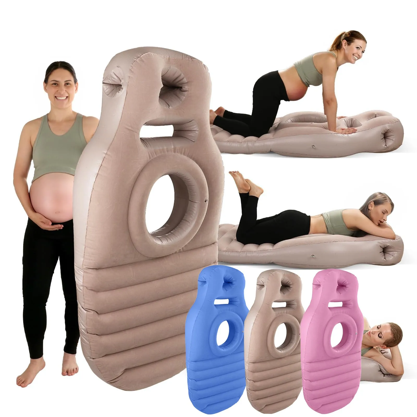 Matelas gonflable, oreiller de grossesse, tapis de Yoga de type O avec trou pour le ventre, idéal pour les dor