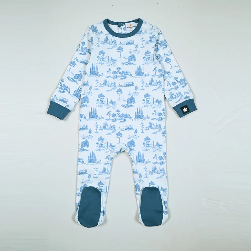 Pyjama bébé confortable style paysage uni pour enfant 624 mois combinaison romper coton antidérapant Bloom Bab