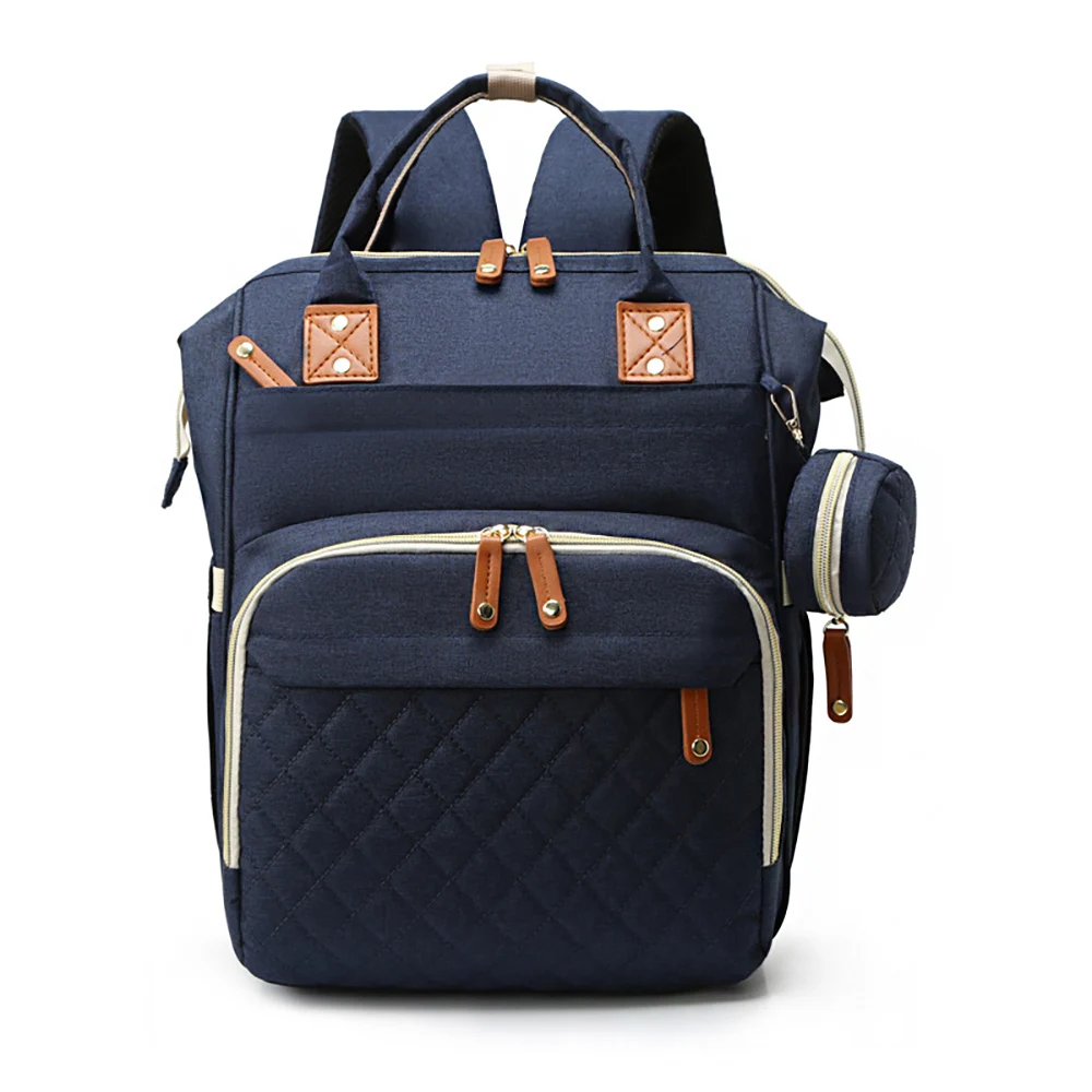 Sac à dos matelassé multifonctionnel pour maman grande capacité style moderne sac à couches sécurisé poches mu