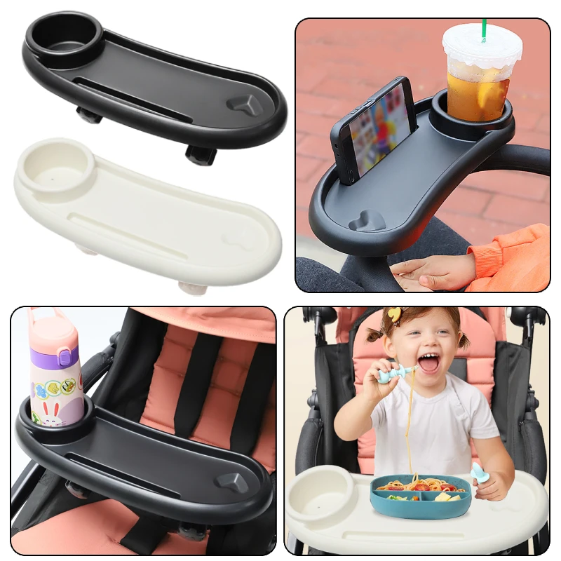 Plateau poussette universel bébé support téléphone et tasse 2 en 1 design moderne pratique et sécurisé