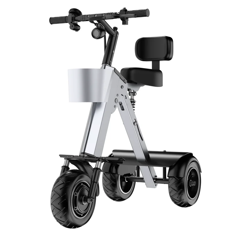 Scooter électrique pliable pour adulte mini tricycle 36V 450W 4 roues léger avec panier siège confort design m