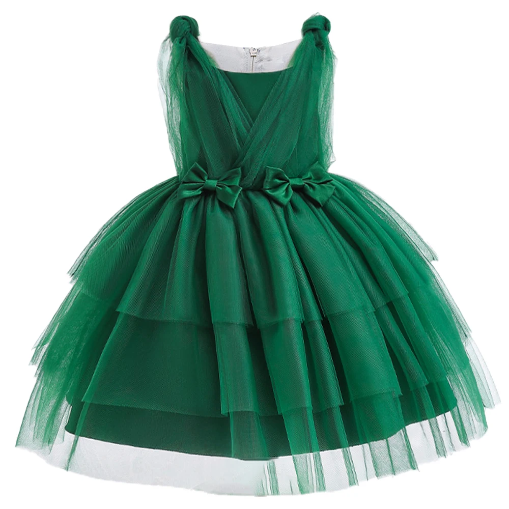 Robe de princesse en tulle pour filles vert foncé robe de cérémonie mariage anniversaire demoiselles d'honneur