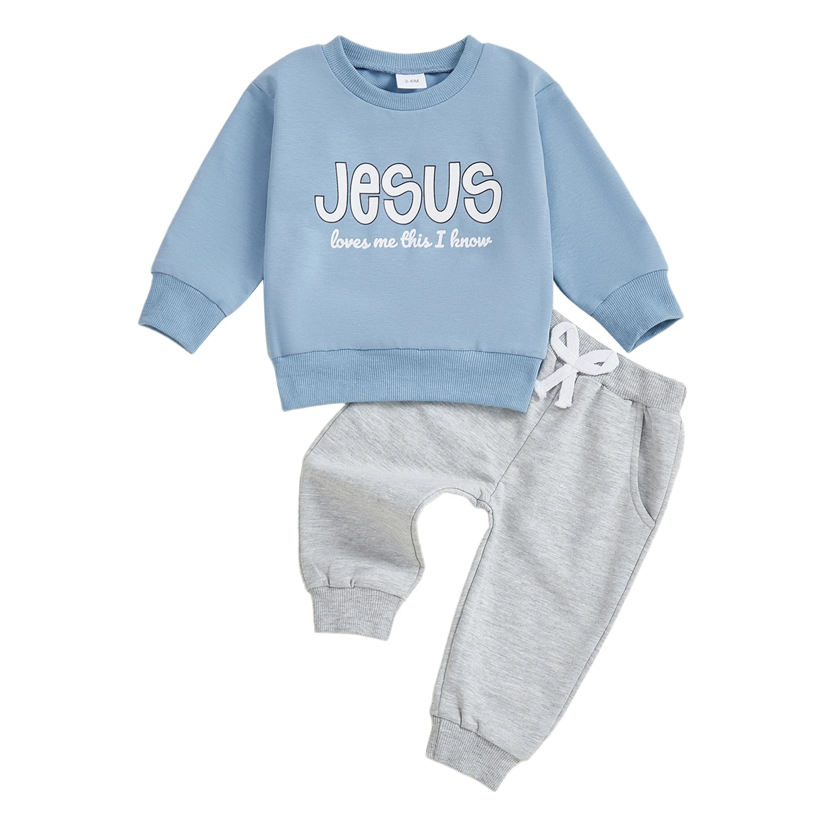Ensemble Automne Bébé Garçon Pull à Manches Longues Pantalon Tenue 2 Pièces Message Chaleureux