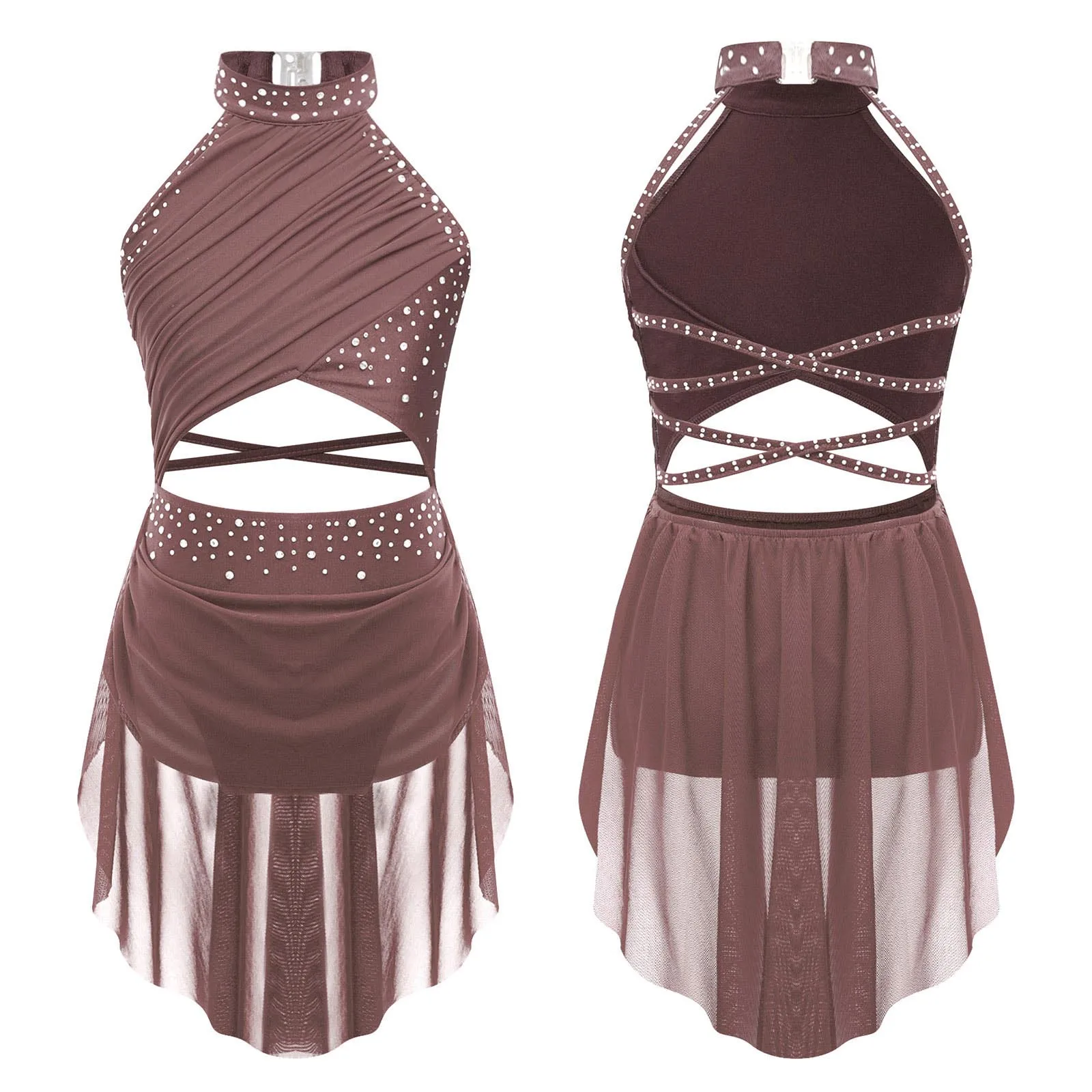 Robe de danse lyrique pour filles justaucorps de ballet scintillant maille transparente vêtements de danse mod