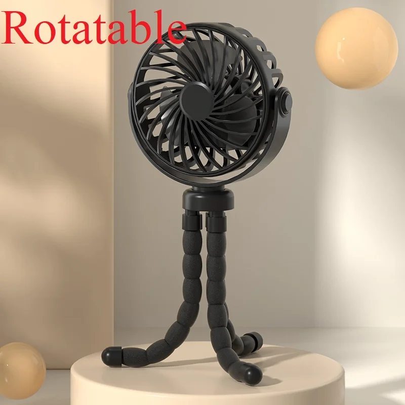 Ventilateur de poussette pour bébé, Mini ventilateur d'extérieur Portable USB, 3 vitesses, ventilateur poulpe