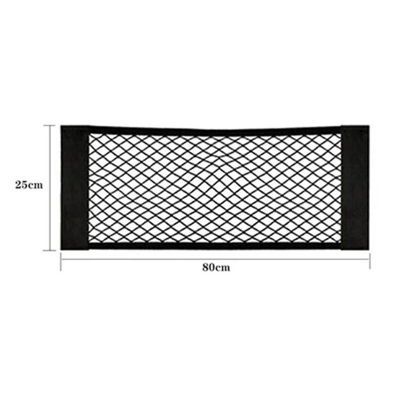Filet de rangement voiture polyester maille élastique noir 80x25cm coffre organisation sécurisée accessoires b