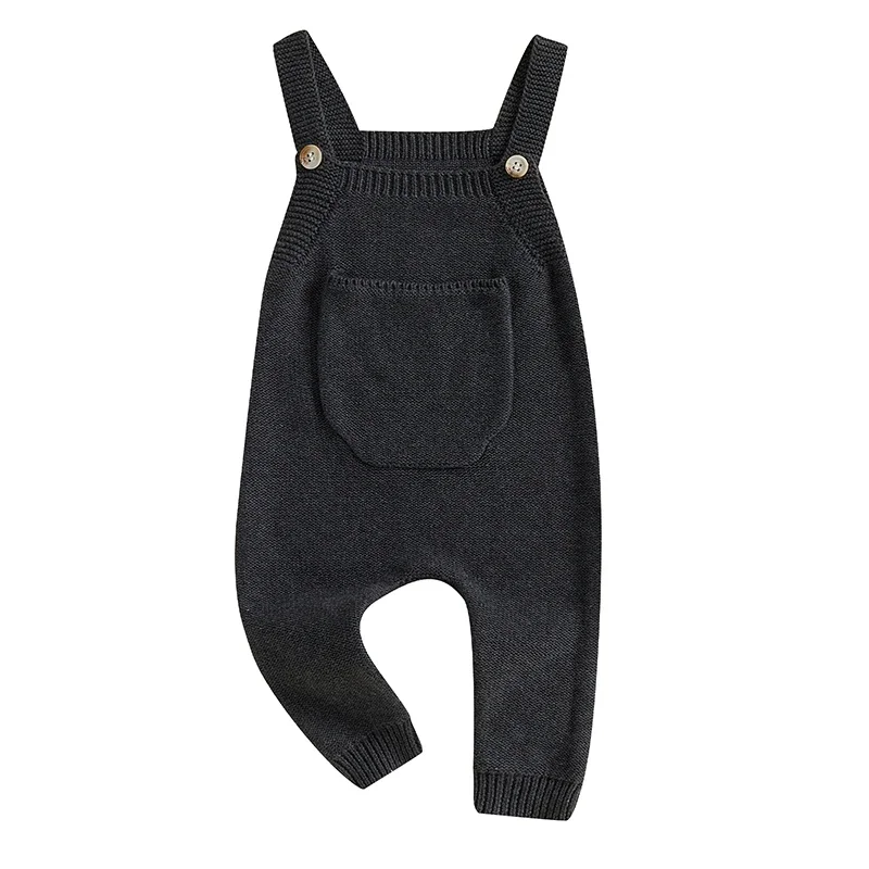 Salopette bébé garçon fille tricot coton poches col carré streetwear